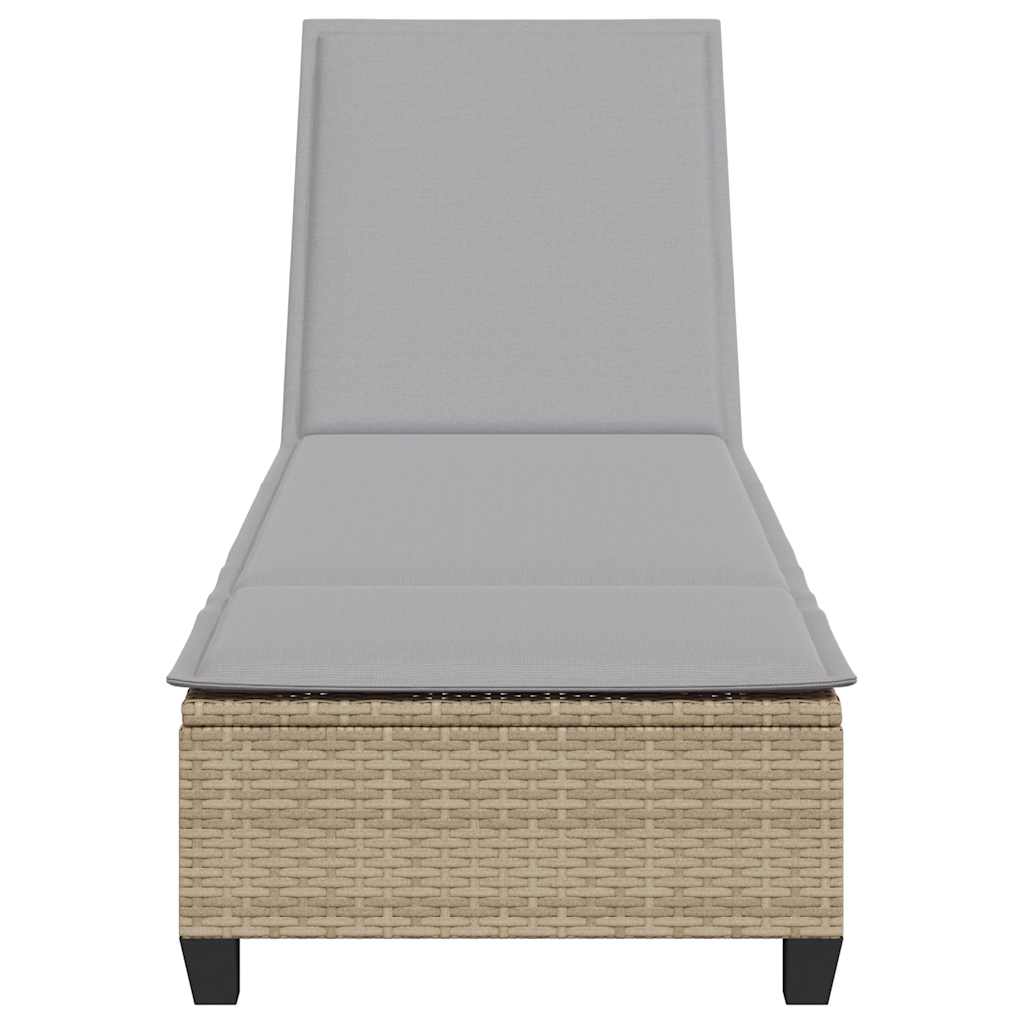 Lettino Prendisole con Cuscini Beige 55x200x25,5cm Polyrattan