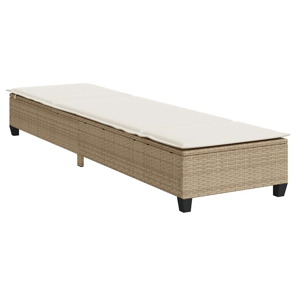 Lettino Prendisole con Cuscini Beige 55x200x25,5cm Polyrattan