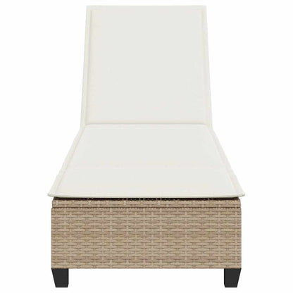 Lettino Prendisole con Cuscini Beige 55x200x25,5cm Polyrattan