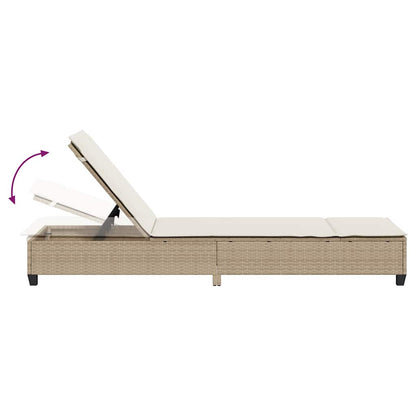 Lettino Prendisole con Cuscini Beige 55x200x25,5cm Polyrattan