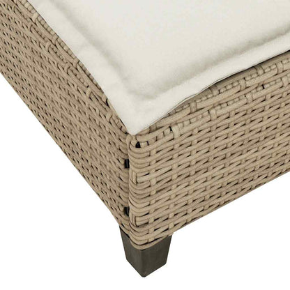 Lettino Prendisole con Cuscini Beige 55x200x25,5cm Polyrattan