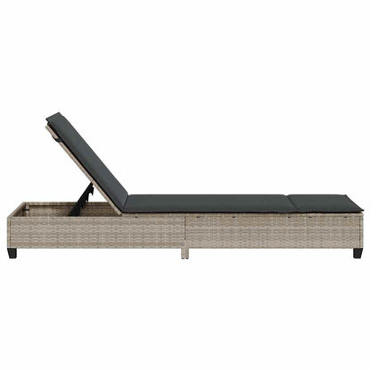 Lettino Prendisole con Cuscini Grigio Chiaro 55x200x25,5 cm - homemem39