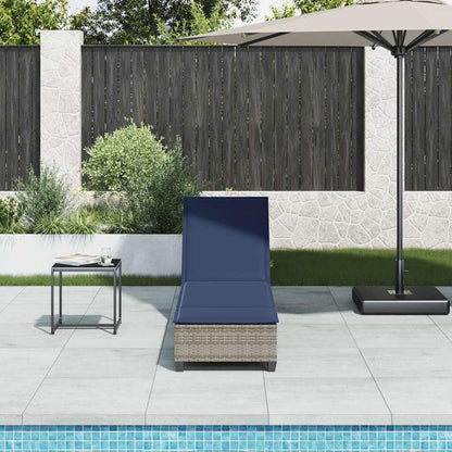 Lettino Prendisole con Cuscini Grigio 55x200x25,5cm Polyrattan