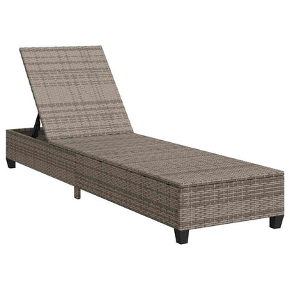 Lettino Prendisole con Cuscini Grigio 55x200x25,5cm Polyrattan