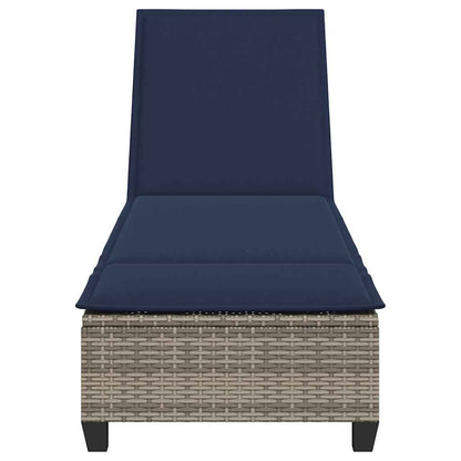 Lettino Prendisole con Cuscini Grigio 55x200x25,5cm Polyrattan