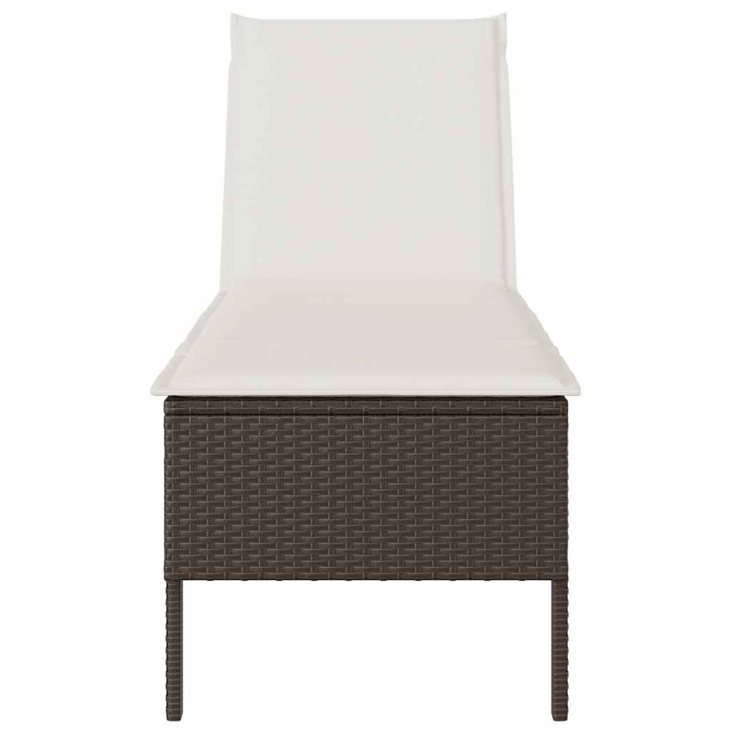 Lettino Prendisole con Cuscino Marrone 55x200x44 cm Polyrattan