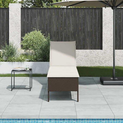 Lettino Prendisole con Cuscino Marrone 55x200x44 cm Polyrattan - homemem39