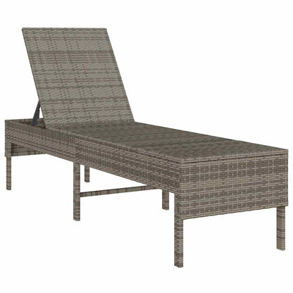 Lettino Prendisole con Cuscino Grigio 55x200x44cm in Polyrattan