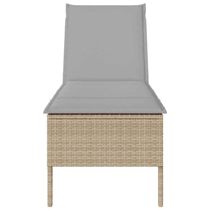 Lettino Prendisole con Cuscini Beige 55x200x44 cm in Polyrattan