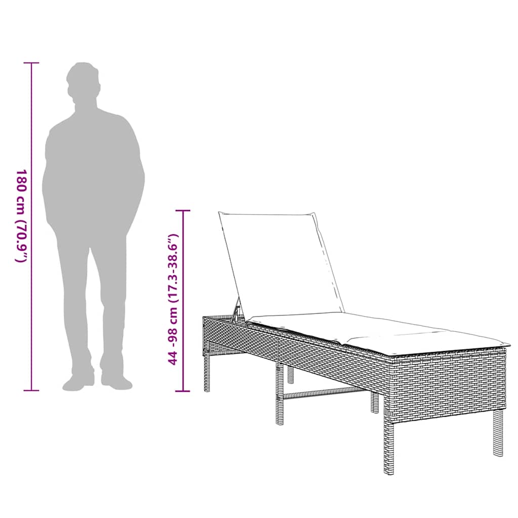 Lettino Prendisole con Cuscini Beige 55x200x44 cm in Polyrattan