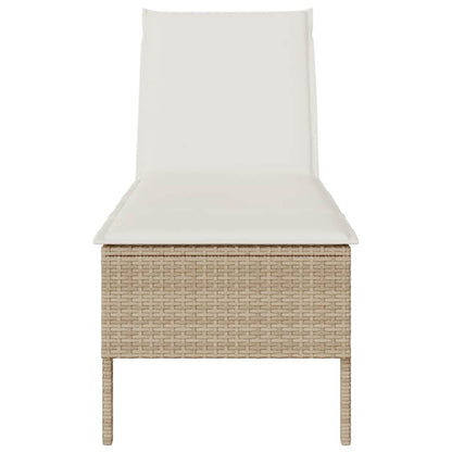 Lettino Prendisole con Cuscini Beige 55x200x44 cm in Polyrattan