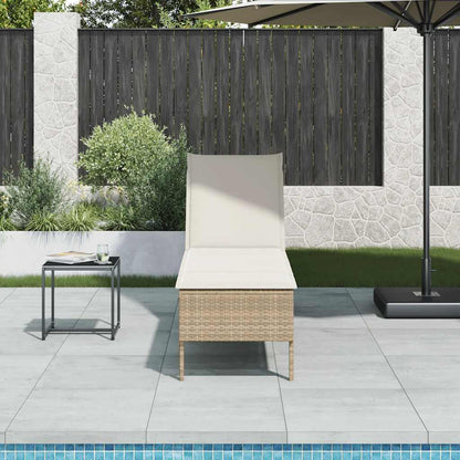 Lettino Prendisole con Cuscini Beige 55x200x44 cm in Polyrattan