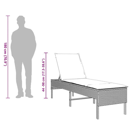 Lettino Prendisole con Cuscino Grigio Chiaro 55x200x44 cm