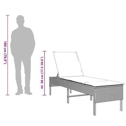 Lettino Prendisole con Cuscino Grigio 55x200x44cm in Polyrattan