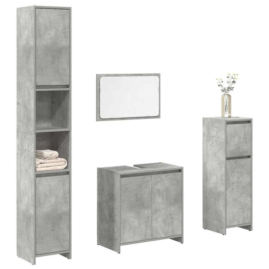 Set Mobili da Bagno 4 pz Grigio Cemento in Legno Multistrato | homemem39