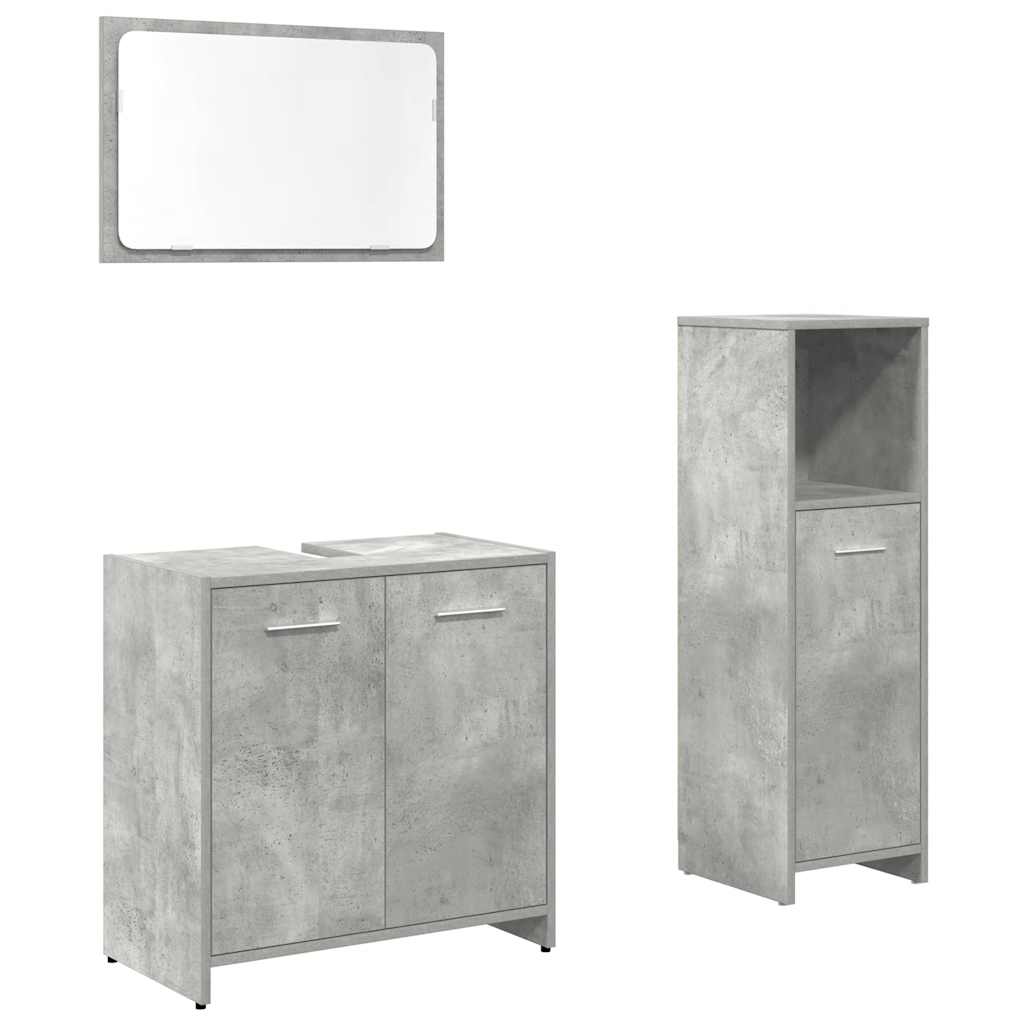 Set Mobili da Bagno 3 pz Grigio Cemento in Legno Multistrato | homemem39