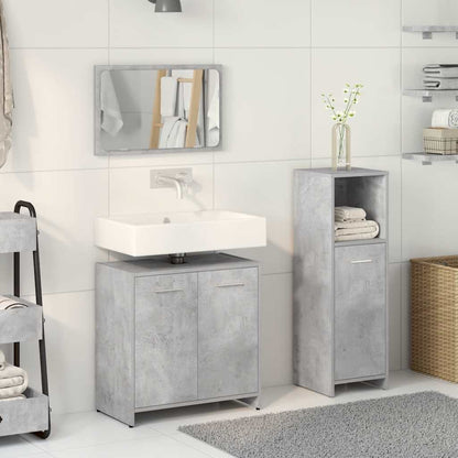 Set Mobili da Bagno 3 pz Grigio Cemento in Legno Multistrato | homemem39