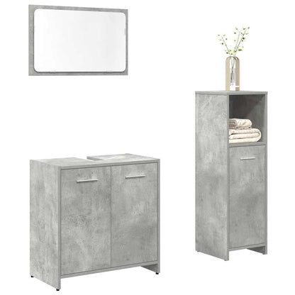 Set Mobili da Bagno 3 pz Grigio Cemento in Legno Multistrato | homemem39