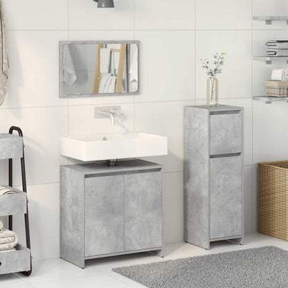 Set Mobili da Bagno 3 pz Grigio Cemento in Legno Multistrato