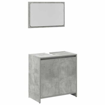 Set Mobili da Bagno 3 pz Grigio Cemento in Legno Multistrato