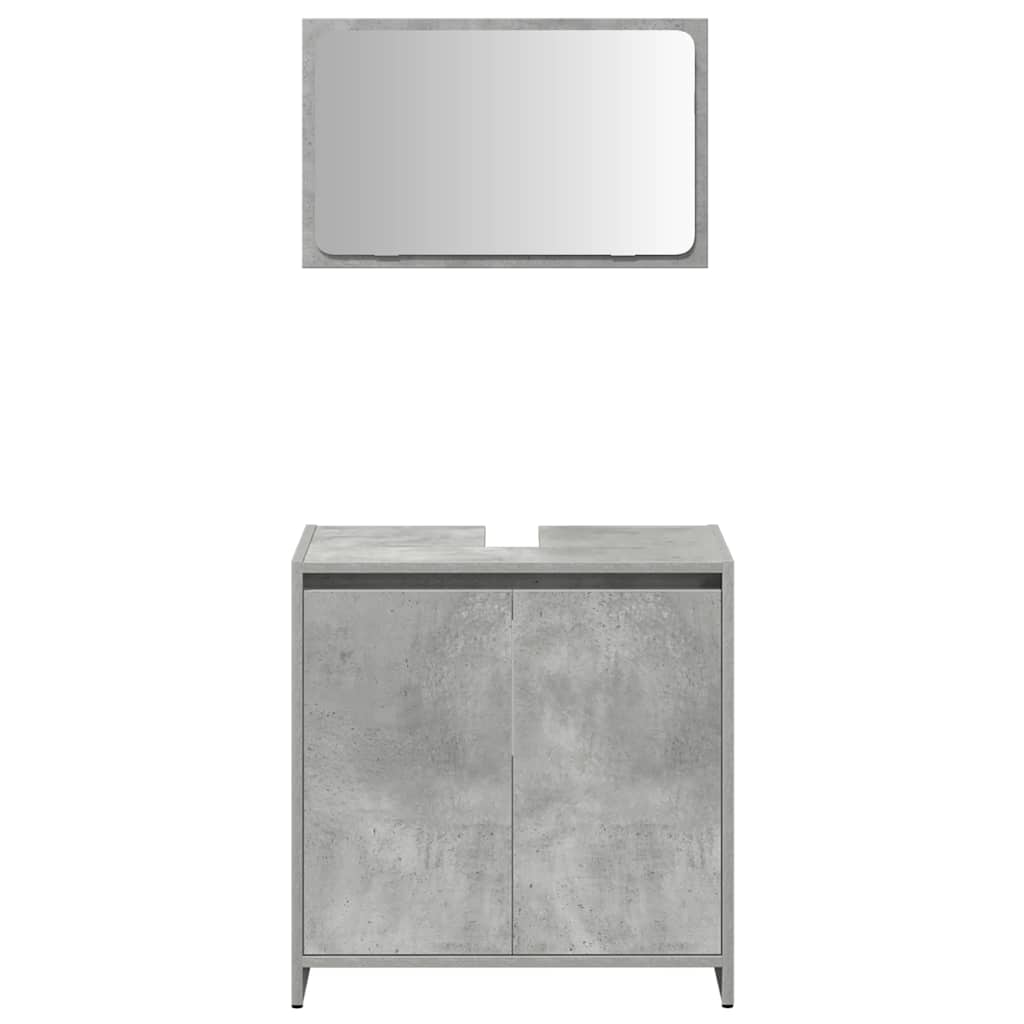 Set Mobili da Bagno 3 pz Grigio Cemento in Legno Multistrato
