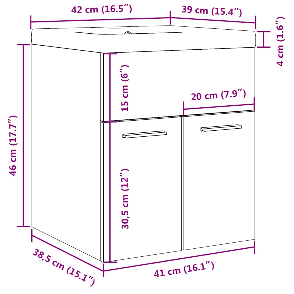 Set Mobili da Bagno 2 pz Grigio Cemento in Legno Multistrato | homemem39