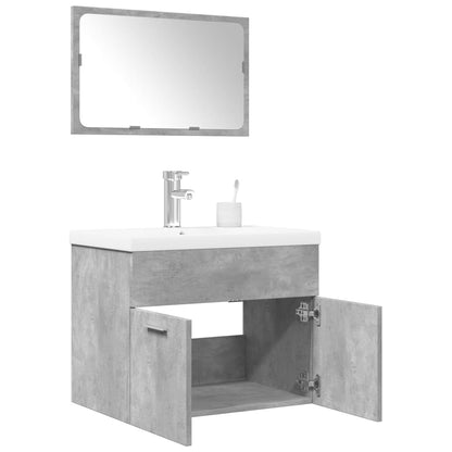 Set Mobili da Bagno 3 pz Grigio Cemento in Legno Multistrato