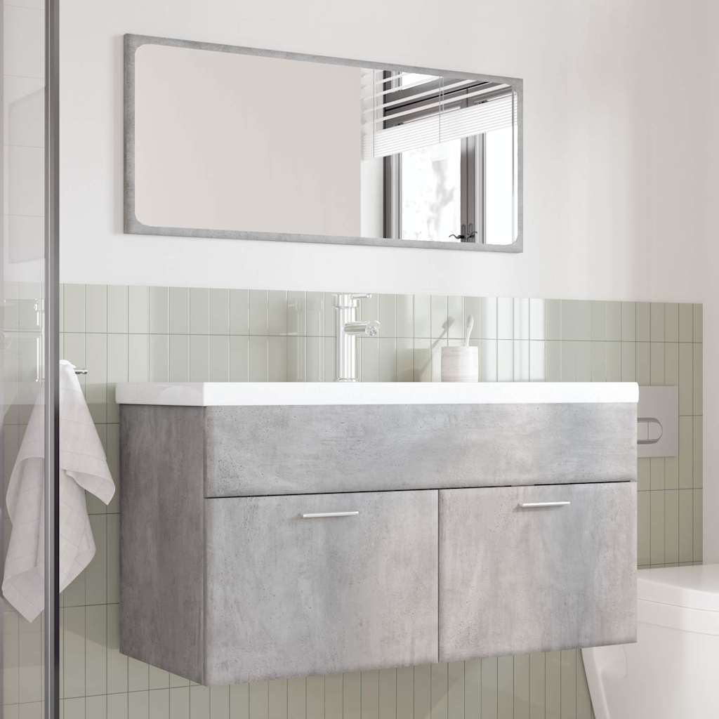 Set Mobili da Bagno 3 pz Grigio Cemento in Legno Multistrato