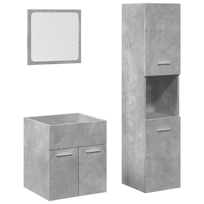 Set Mobili da Bagno 3 pz Grigio Cemento in Legno Multistrato | homemem39