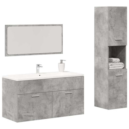 Set Mobili da Bagno 3 pz Grigio Cemento in Legno Multistrato | homemem39