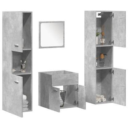 Set Mobili da Bagno 4 pz Grigio Cemento in Legno Multistrato | homemem39