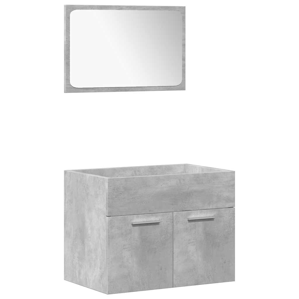 Set Mobili da Bagno 4 pz Grigio Cemento in Legno Multistrato
