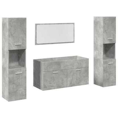 Set Mobili da Bagno 4 pz Grigio Cemento in Legno Multistrato | homemem39