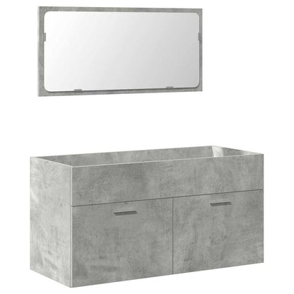 Set Mobili da Bagno 4 pz Grigio Cemento in Legno Multistrato | homemem39