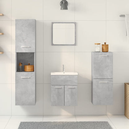 Set Mobili da Bagno 5 pz Grigio Cemento in Legno Multistrato