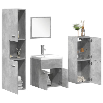 Set Mobili da Bagno 5 pz Grigio Cemento in Legno Multistrato