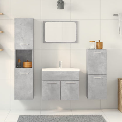Set Mobili da Bagno 5 pz Grigio Cemento in Legno Multistrato