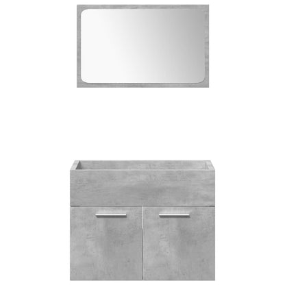 Set Mobili da Bagno 5 pz Grigio Cemento in Legno Multistrato
