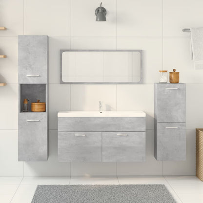 Set Mobili da Bagno 5 pz Grigio Cemento in Legno Multistrato