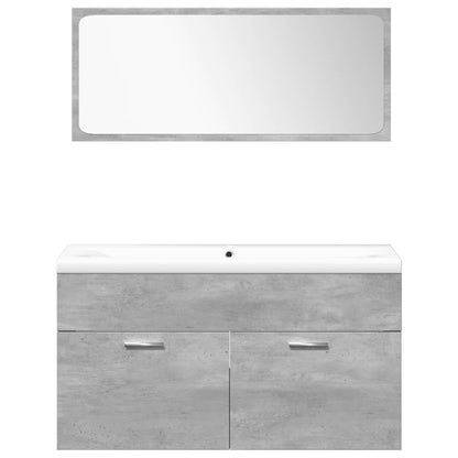 Set Mobili da Bagno 5 pz Grigio Cemento in Legno Multistrato