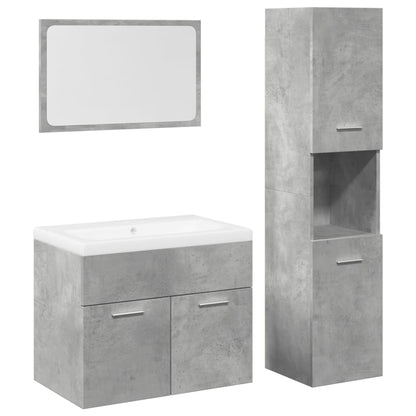 Set Mobili da Bagno 4 pz Grigio Cemento in Legno Multistrato
