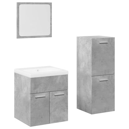 Set Mobili da Bagno 4 pz Grigio Cemento in Legno Multistrato