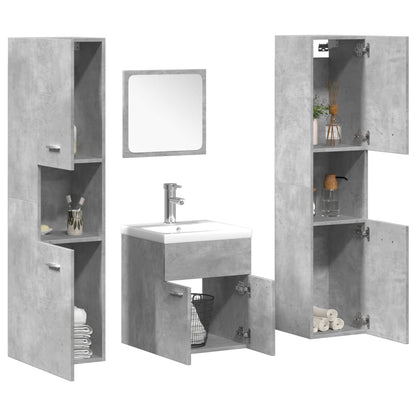 Set Mobili da Bagno 5 pz Grigio Cemento in Legno Multistrato