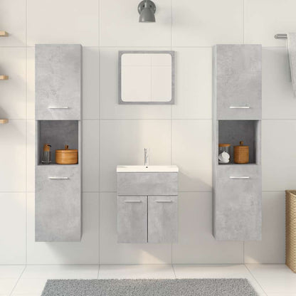 Set Mobili da Bagno 5 pz Grigio Cemento in Legno Multistrato