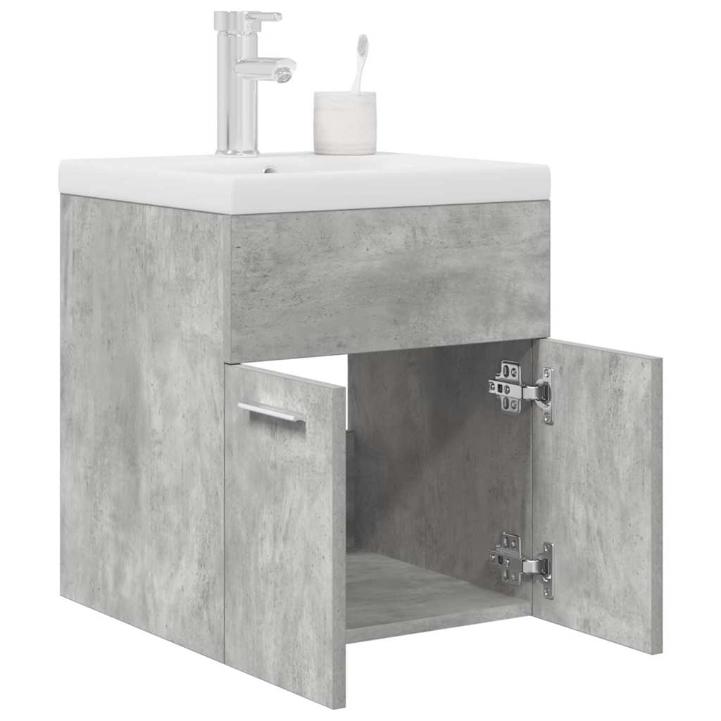 Mobile da Bagno con Lavabo Integrato e Rubinetto Grigio Cemento | homemem39