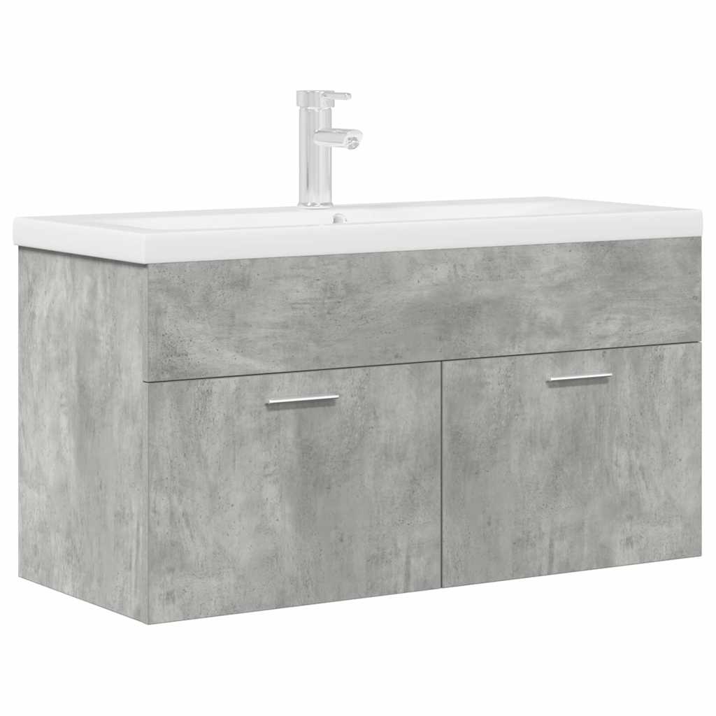 Mobile da Bagno con Lavabo Integrato e Rubinetto Grigio Cemento