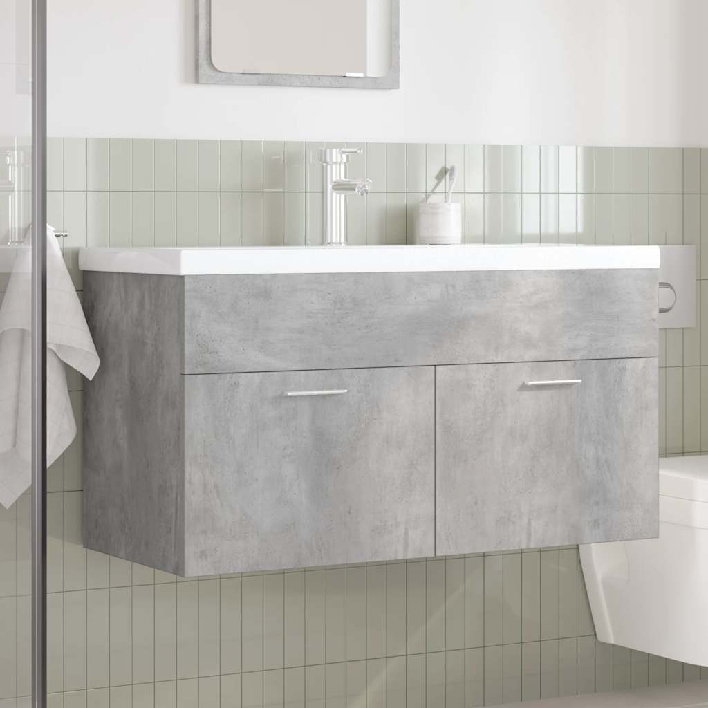 Mobile da Bagno con Lavabo Integrato e Rubinetto Grigio Cemento | homemem39