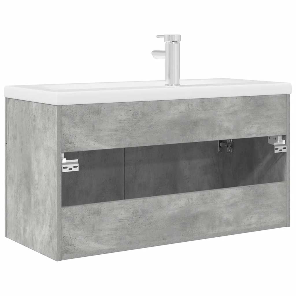 Mobile da Bagno con Lavabo Integrato e Rubinetto Grigio Cemento