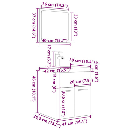 Set Mobili da Bagno 3 pz Grigio Cemento in Legno Multistrato | homemem39