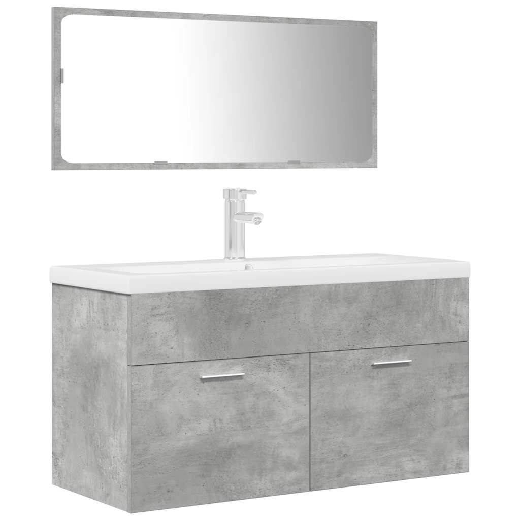 Set Mobili da Bagno 3 pz Grigio Cemento in Legno Multistrato